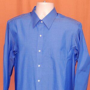 Brooks Brothers MILANO FIT Supima Cotton Non Iron Solid Blue Mens Shirt 16.5 35